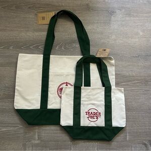 2 New Trader Joe’s Canvas Green Tote Bags
